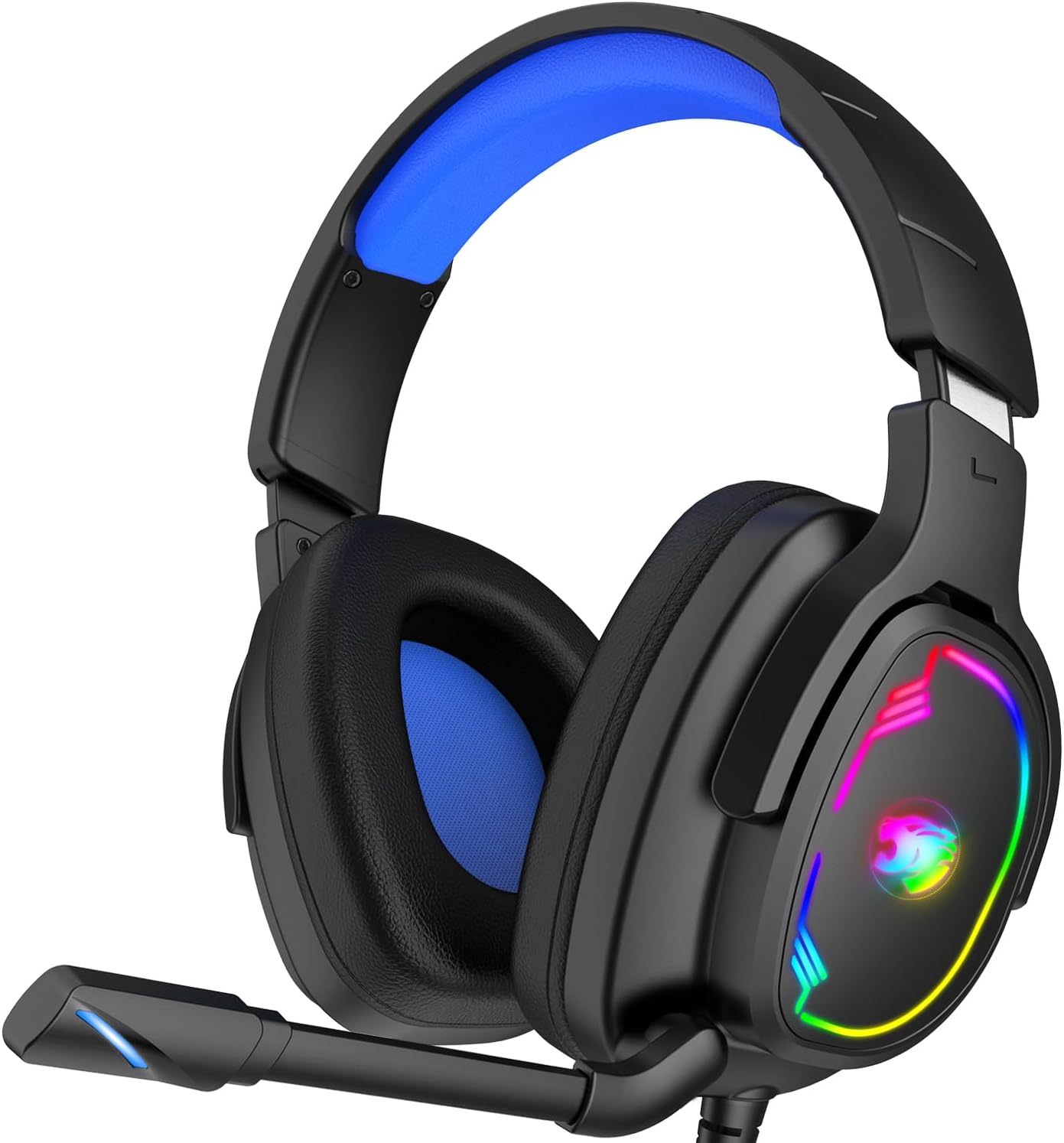 Gaming Headset for PC/PS4/PS5/Xbox One/Switch with Noise Canceling Flexible Mic, 3.5mm Jack, RGB Light (Blue) vanoss controllers