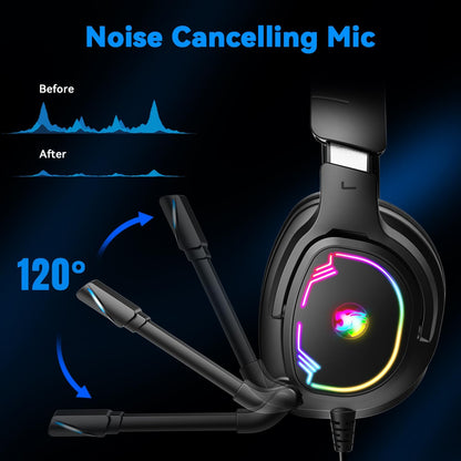 Gaming Headset for PC/PS4/PS5/Xbox One/Switch with Noise Canceling Flexible Mic, 3.5mm Jack, RGB Light (Blue) vanoss controllers
